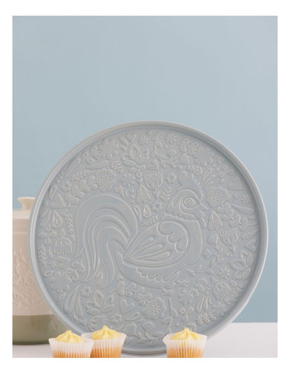 Home To Roost Round Platter 30 x 2cm in Blue