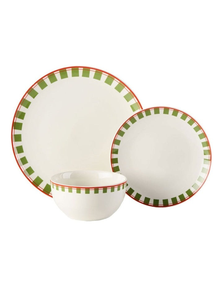 Winnie Dinner Set 12 Pieces in Red/Green