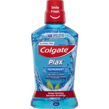 Colgate Mouthwash Peppermint Alcohol Free - Plax 500mL