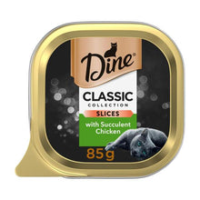 DINE CLASSIC COLLECTION ADULT WET CAT FOOD SLICES WITH SUCCULENT CHICKEN 85G TRAY
