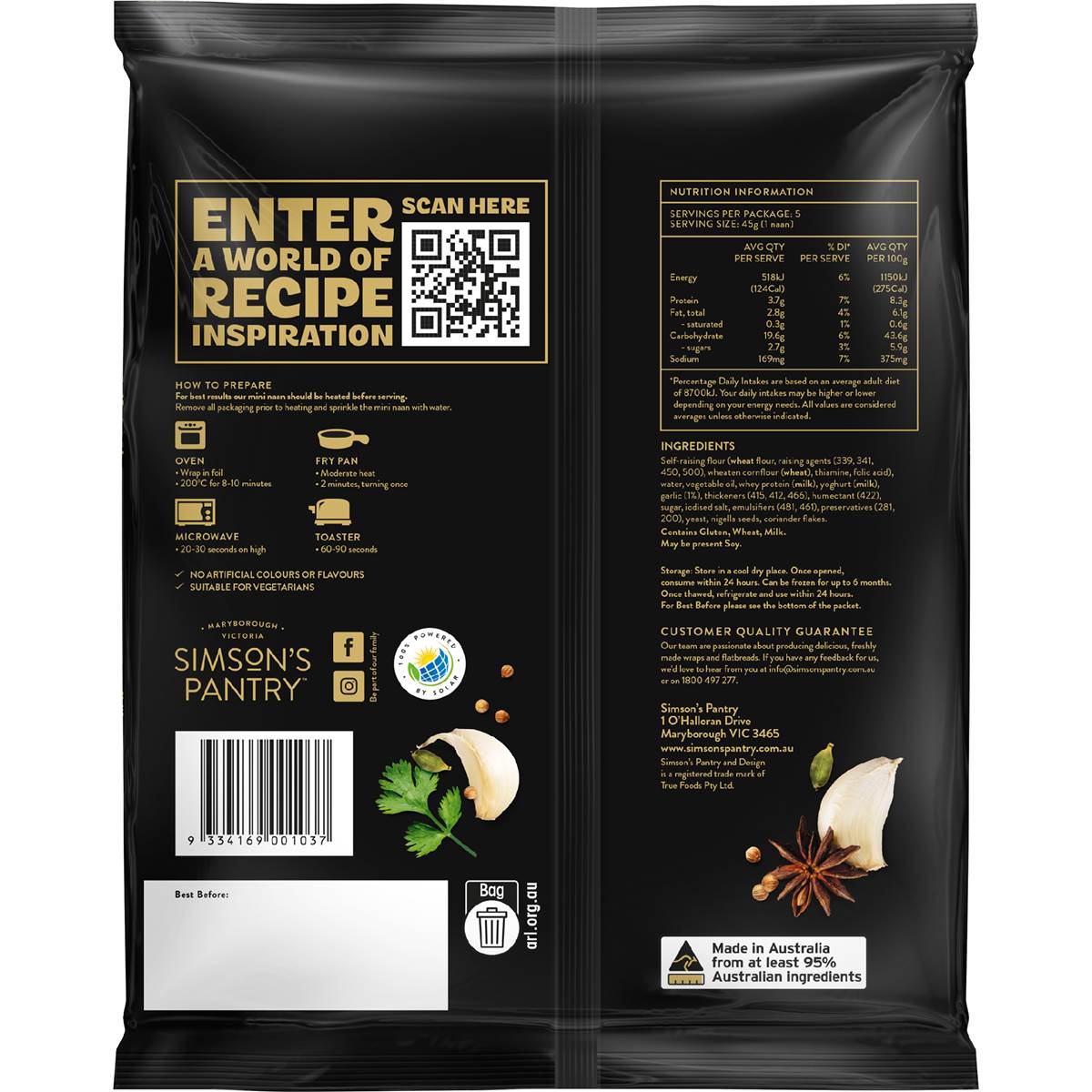 Simson's Pantry Mini Naans Garlic & Herb 225g