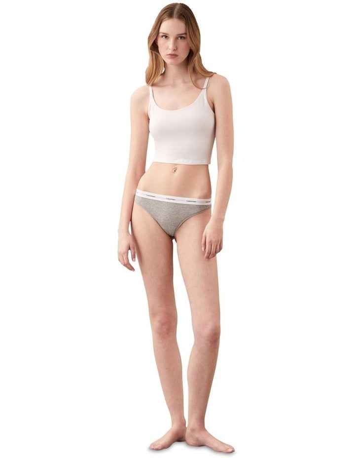 Cotton Stretch Rib Thong in Grey
