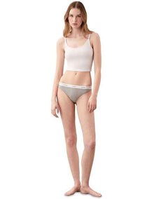 Cotton Stretch Rib Thong in Grey