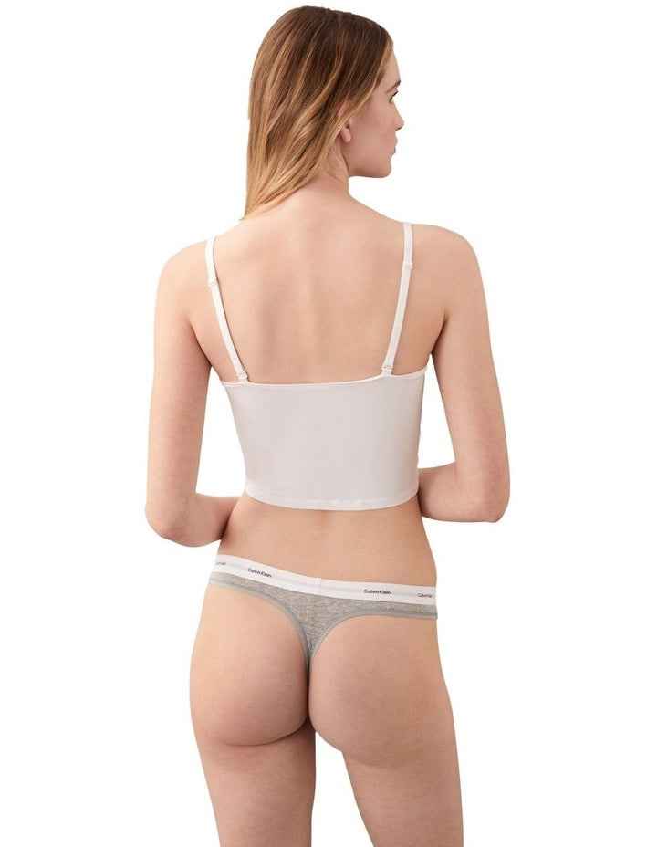 Cotton Stretch Rib Thong in Grey
