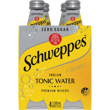 Schweppes Zero Sugar Mixers Indian Tonic Water Bottles Multipack 300ml x 4 Pack