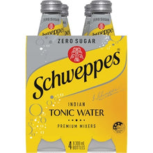 Schweppes Zero Sugar Mixer Indian Tonic Water Glass Bottle Multipack 300mL x 4 pack