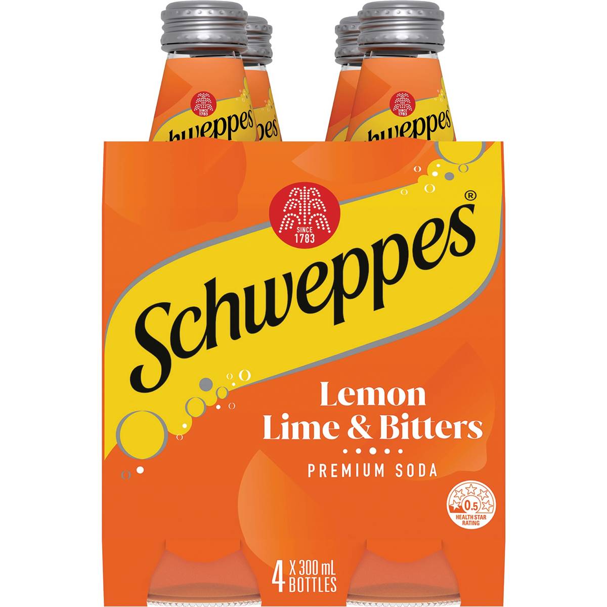Schweppes Lemon Lime Bitters Soft Drink Mixers Glass Bottle Multipack 300ml x 4 Pack
