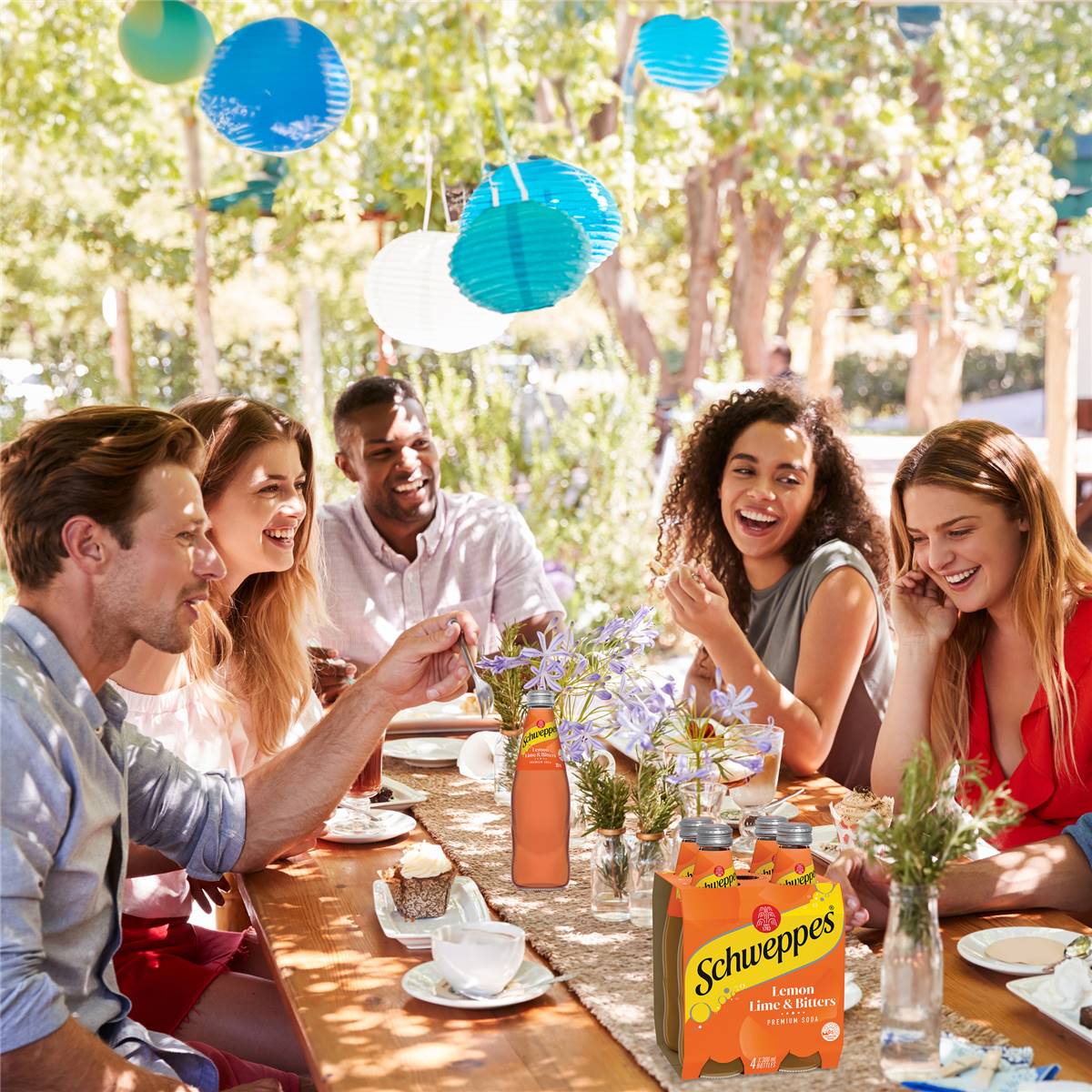 Schweppes Lemon Lime Bitters Soft Drink Mixers Glass Bottle Multipack 300ml x 4 Pack