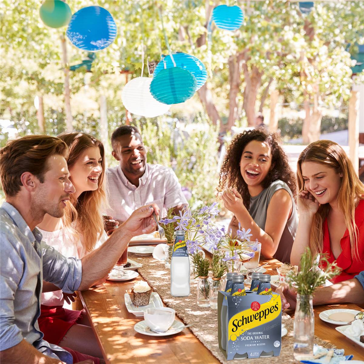 Schweppes Soda Water Bottle Classic Mixers Glass Multipack 300ml x 4 Pack