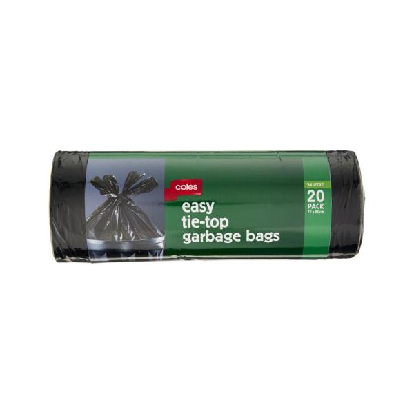 COLES TIE TOP GARBAGE BAGS 20PK