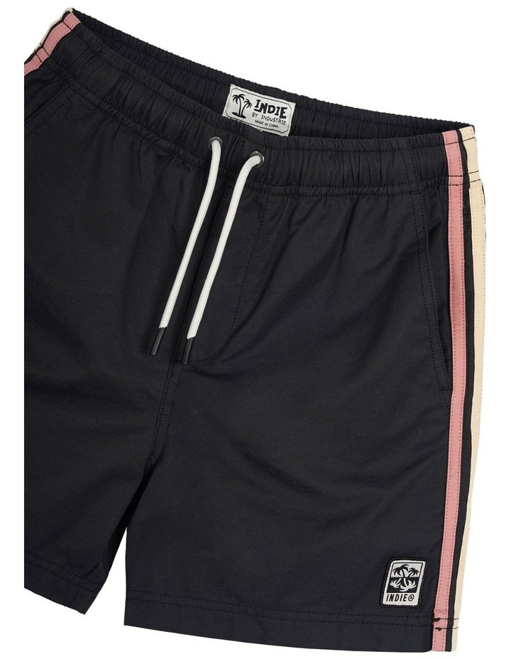 The All Day Stripe Swim Trunk (8-16 Years) in Black