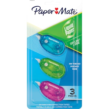 Paper Mate Liquid Paper Dryline i Mini White Out Correction Tape 3 pack