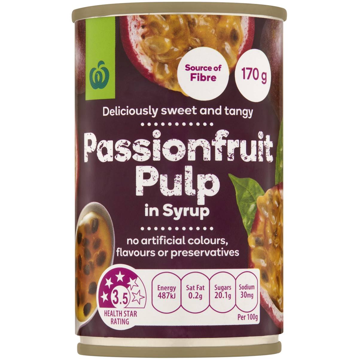 Woolworths Passionfruit Pulp Canned 170g