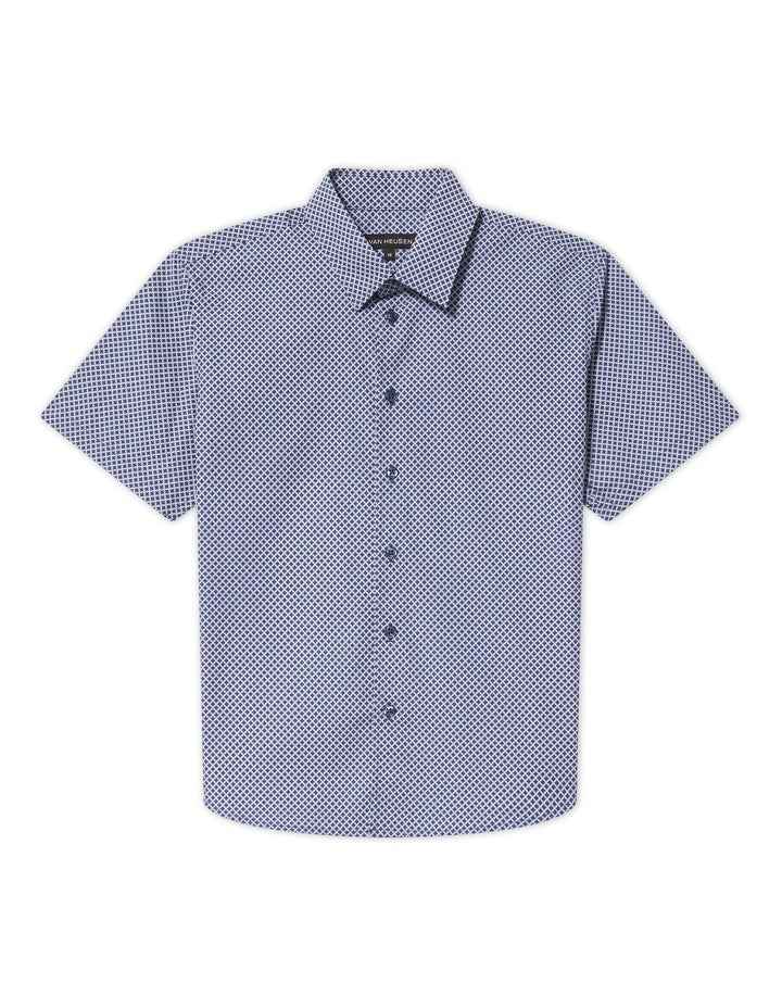 Junior Fit Short Sleeve Printed Shirt in Navy
