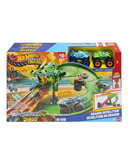 Monster Trucks Sharks vs. Dinos Dragon Destruction Playset