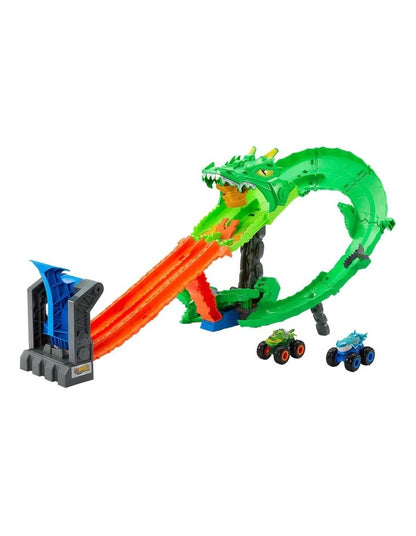 Monster Trucks Sharks vs. Dinos Dragon Destruction Playset