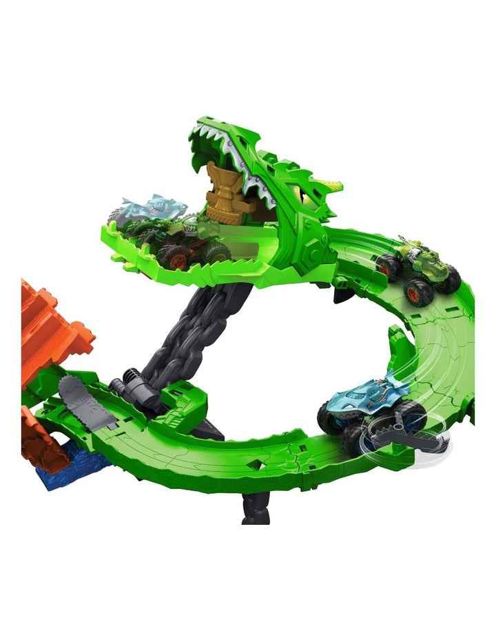 Monster Trucks Sharks vs. Dinos Dragon Destruction Playset