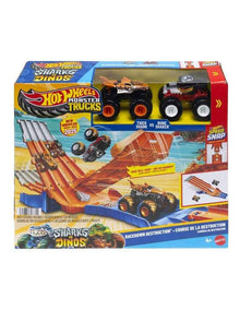 Monster Trucks Sharks vs. Dinos Racedown Destruction Track Set