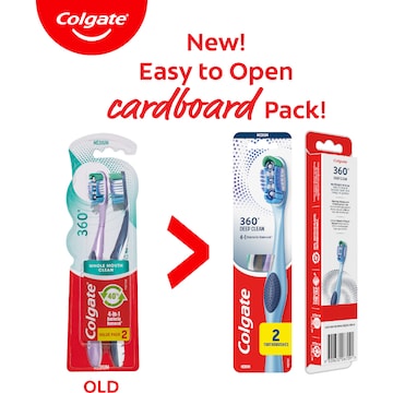 Colgate 360 Deep Clean Toothbrush Medium Value 2 pack