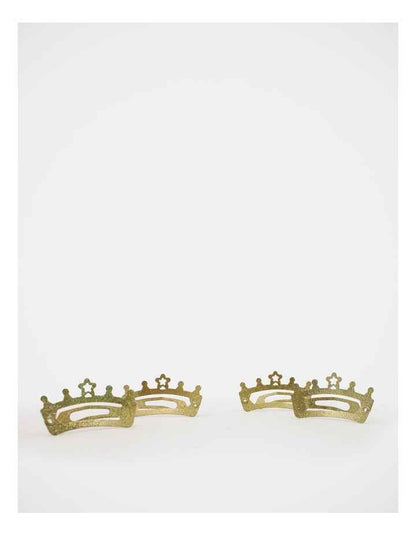 Crown Shape Glitter Snapclips 4 Pack in Gold