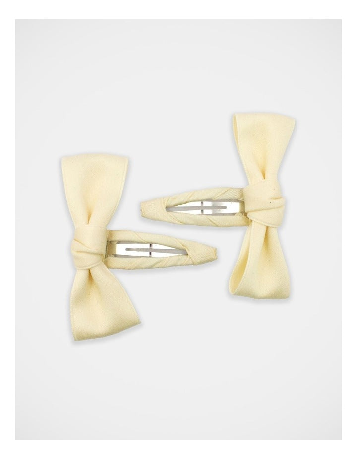 Satin Bow Snapclip 2Pack in Cream