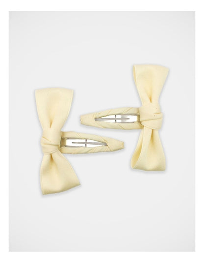 Satin Bow Snapclip 2Pack in Cream
