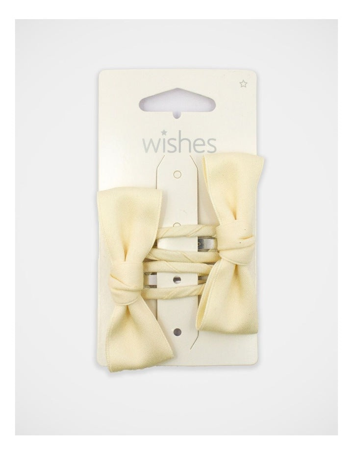 Satin Bow Snapclip 2Pack in Cream