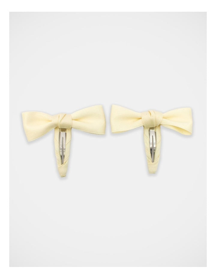 Satin Bow Snapclip 2Pack in Cream