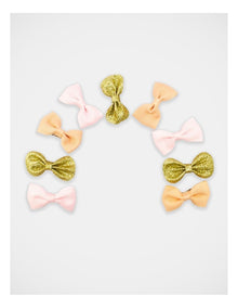 Grosgrain and Glitter Bow Hairclip 9Pack in Multi