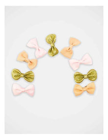 Grosgrain and Glitter Bow Hairclip 9Pack in Multi