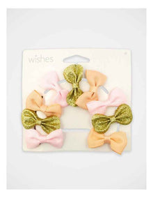 Grosgrain and Glitter Bow Hairclip 9Pack in Multi