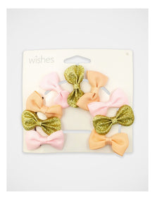 Grosgrain and Glitter Bow Hairclip 9Pack in Multi