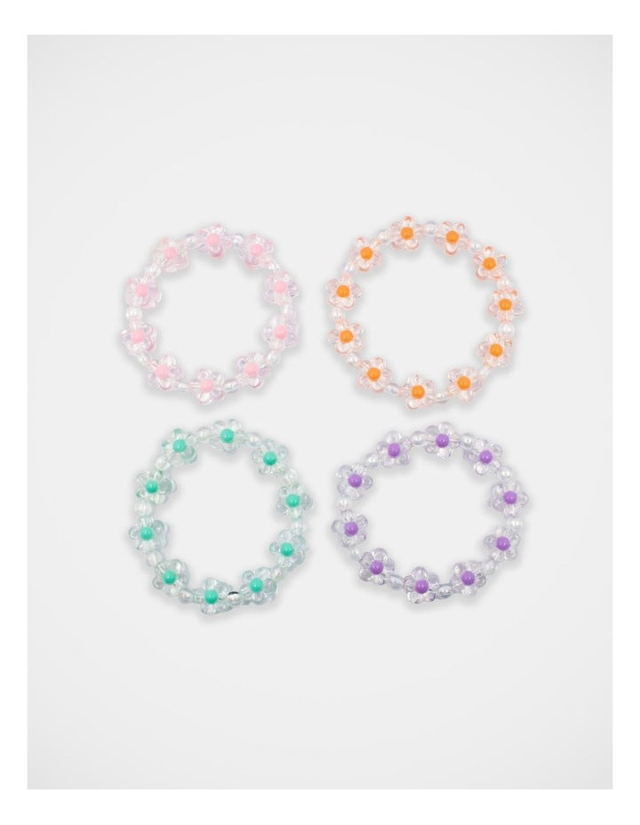 Flower Bracelet 4 Pack in Multi