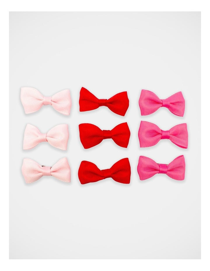 Bow Hairclip 9 Pack in Multi