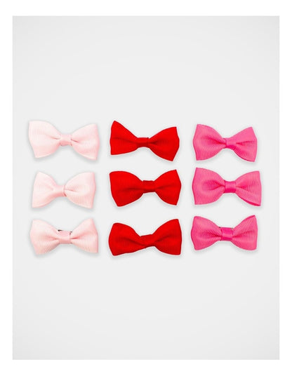 Bow Hairclip 9 Pack in Multi