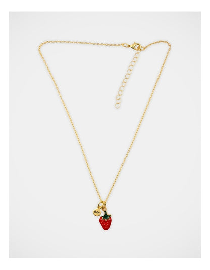 Cherry and Strawberry Bff Necklace Set in Gold