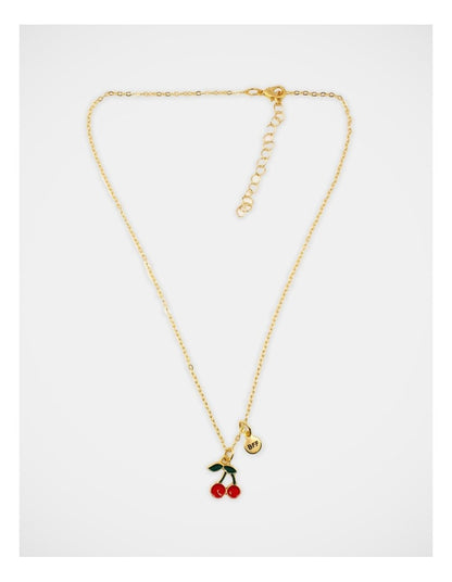 Cherry and Strawberry Bff Necklace Set in Gold