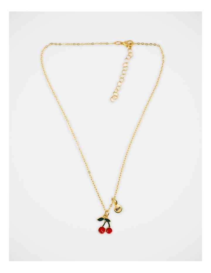 Cherry and Strawberry Bff Necklace Set in Gold