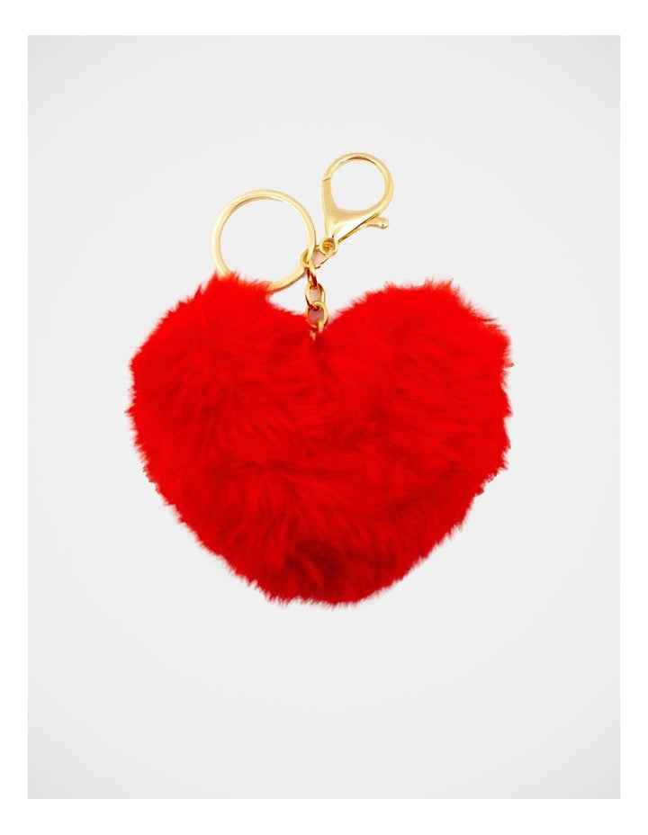 Fluffy Heart Keyring in Red