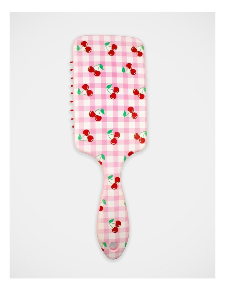 Gingham Cherry Printed Hairbrush in Multi