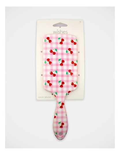 Gingham Cherry Printed Hairbrush in Multi
