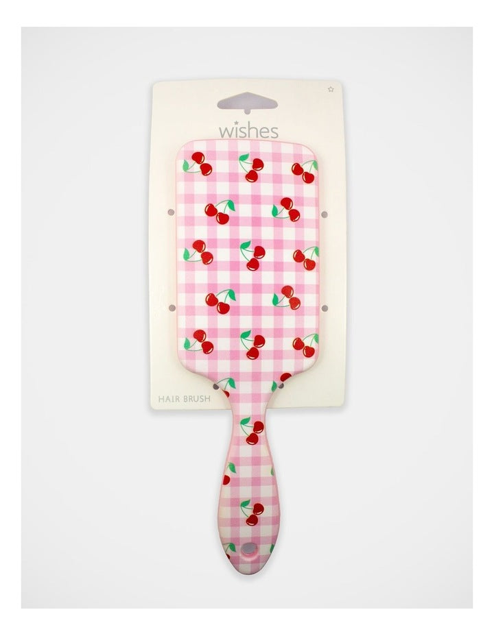 Gingham Cherry Printed Hairbrush in Multi