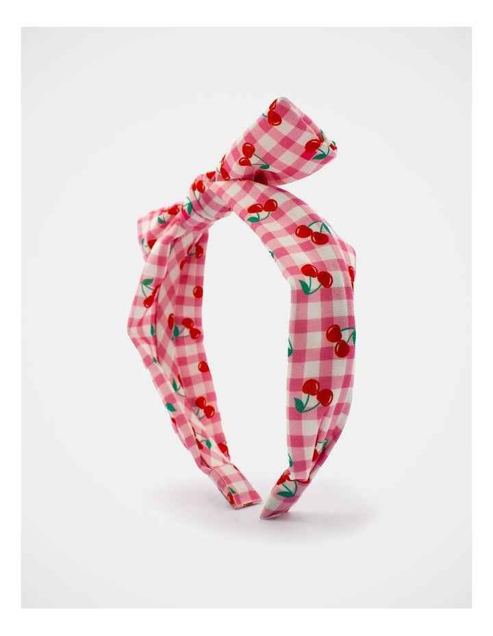 Gingham Cherry Printed Bow Aliceband in Multi