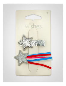 Glitter Star Hairclip 2 Pack in Silver