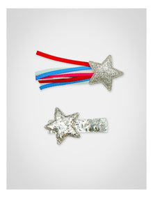 Glitter Star Hairclip 2 Pack in Silver