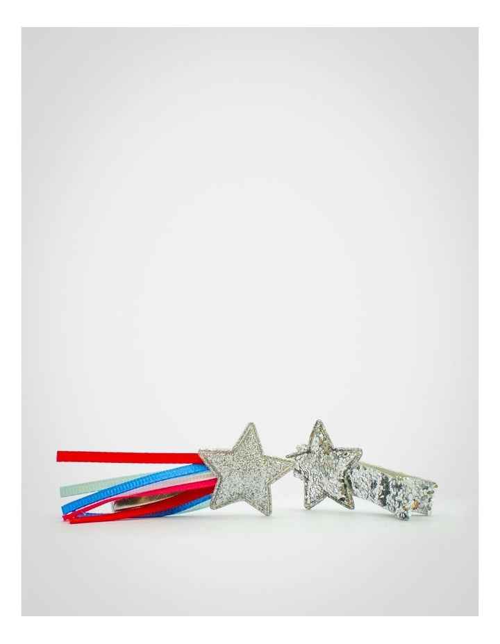 Glitter Star Hairclip 2 Pack in Silver