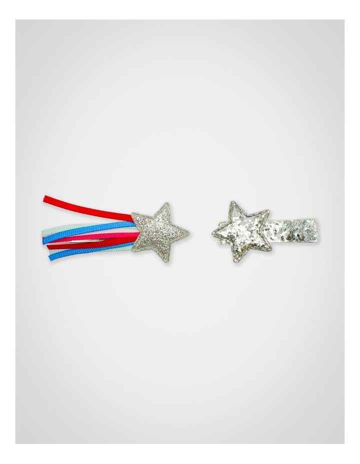 Glitter Star Hairclip 2 Pack in Silver