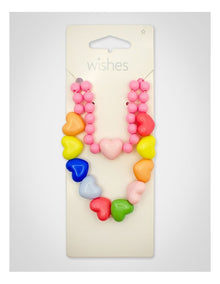 Beaded Heart Necklace and Bracelet Set in Multi