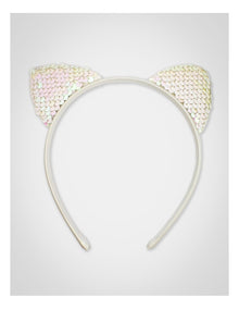 Sequin Ear Aliceband in White