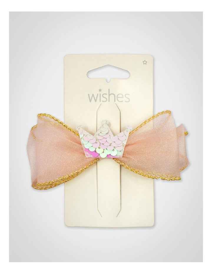 Glitter Crown Bow Hair Clip in Pink